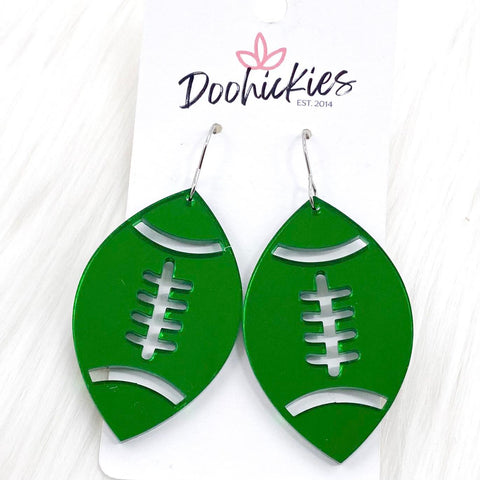 2 Shiny Football Acrylic Dangles -Sports Earrings – Doohickies Wholesale